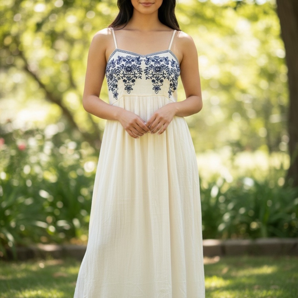 Chic‎ Cream and Black Embroidered Maxi Dress - Picture 3 of 7